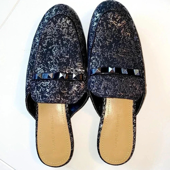 Marc Fisher Black and Silver Mules Size 6 - Picture 1 of 8